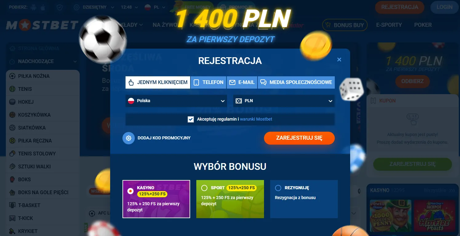 Rejestracja i logowanie w Mostbet Kasyno